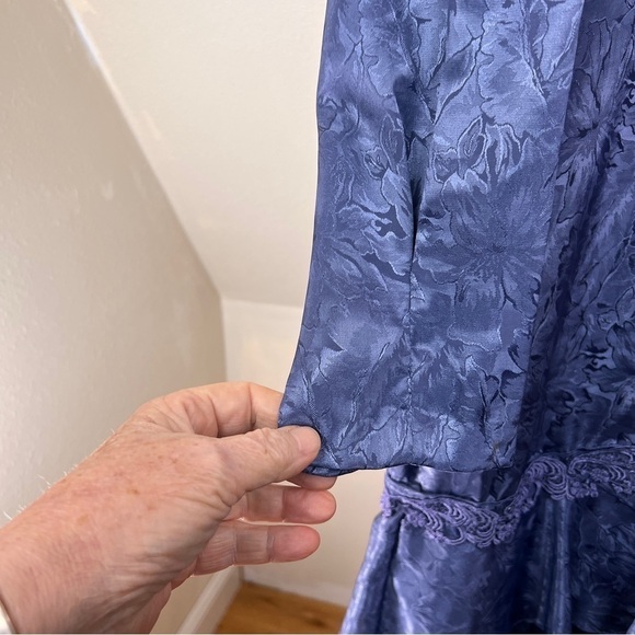 VINTAGE SAMANTHA BLACK Drop waist Dress. 80’s, 90’s. Size 14. Blue polyester - Picture 7 of 9